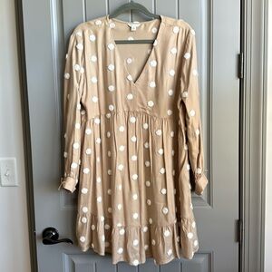 Tan chenille polka dots a line dress